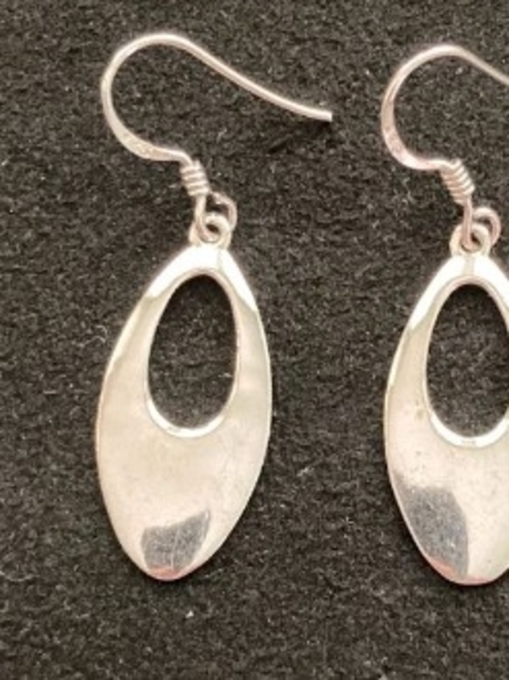 Modern Open Oval Drop Earrings - Silver Tone